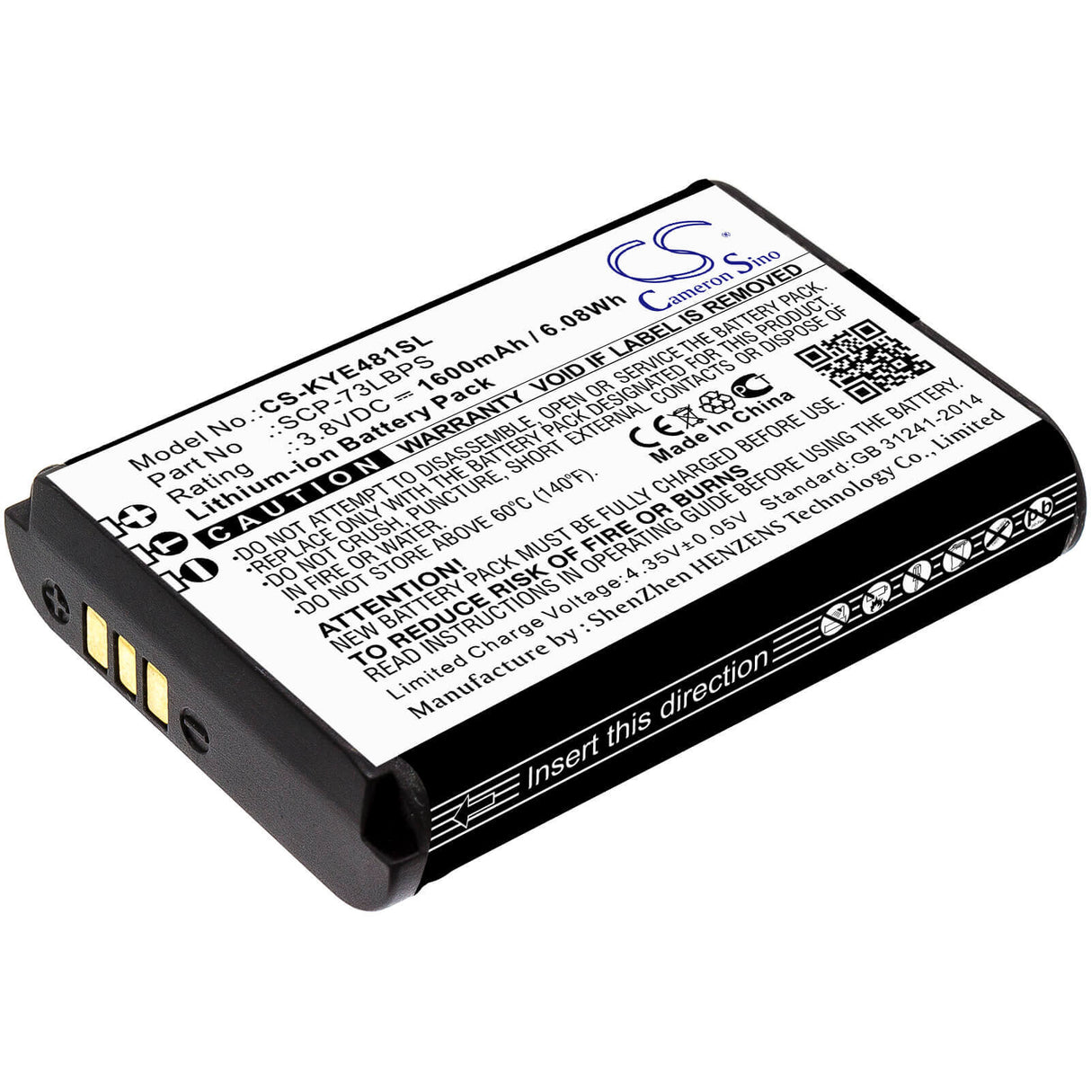 3.8V, Li-ion, 1600mAh, SmartPhone battery fits Kyocera, Scp-73lbps, Duraxa Equip, Duraxe Epic, 6.08Wh Mobile, SmartPhone Cameron Sino Technology Limited (Smartphone)