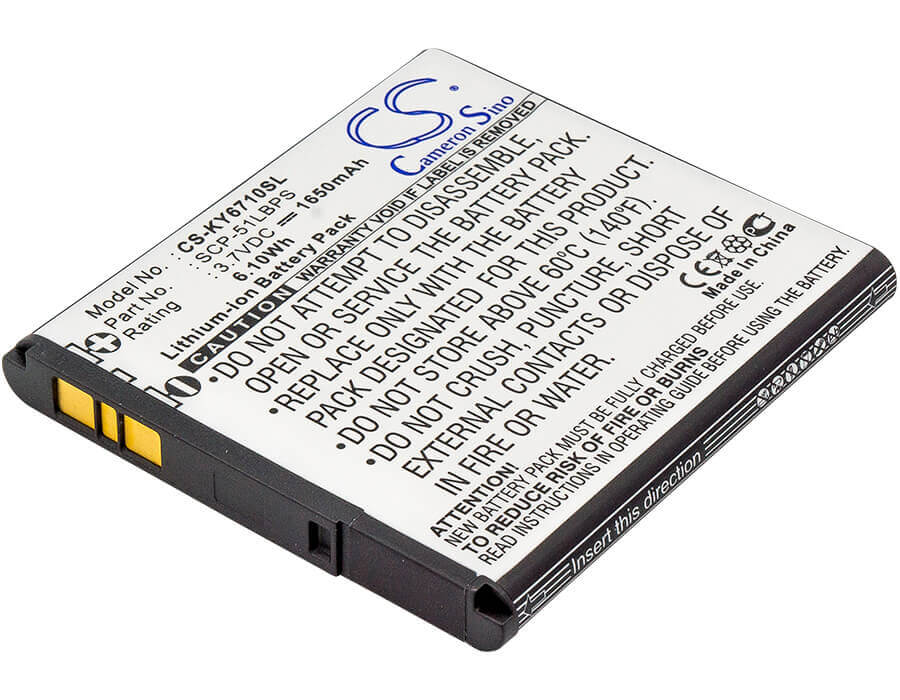 3.7V, Li-ion, 1650mAh, SmartPhone battery fits Kyocera, Scp-51lbps, E6710, E6715, 6.11Wh Mobile, SmartPhone Cameron Sino Technology Limited (Smartphone)