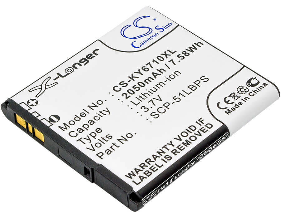 3.7V, Li-ion, 2050mAh, SmartPhone battery fits Kyocera, Scp-51lbps, E6710, E6715, 7.59Wh Mobile, SmartPhone Cameron Sino Technology Limited (Smartphone)