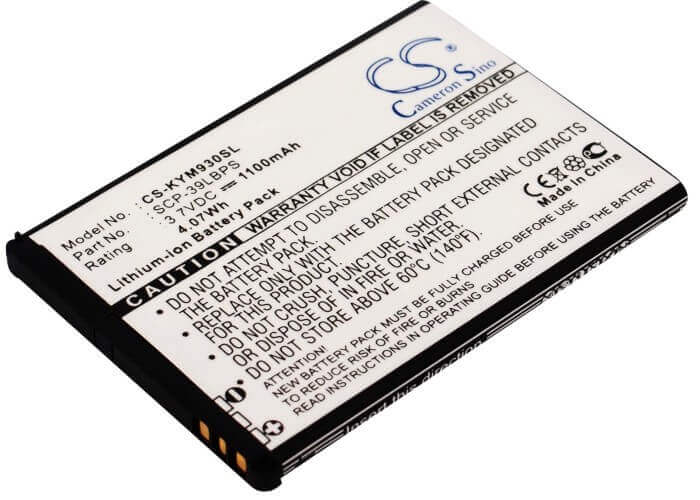 3.7V, Li-ion, 1100mAh, SmartPhone battery fits Kyocera, Kaba-01, Echo, M9300, 4.07Wh Mobile, SmartPhone Cameron Sino Technology Limited (Smartphone)