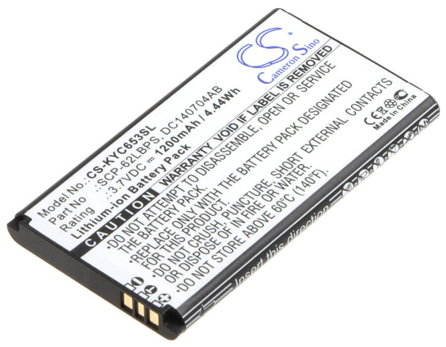 Batterie de smartphone 3,7V, Li-ion, 1200mAh, compatible avec Kyocera, Dc140704ab, C6530, C6530n, 4,44Wh Mobile, Smartphone Cameron Sino Technology Limited (Smartphone)