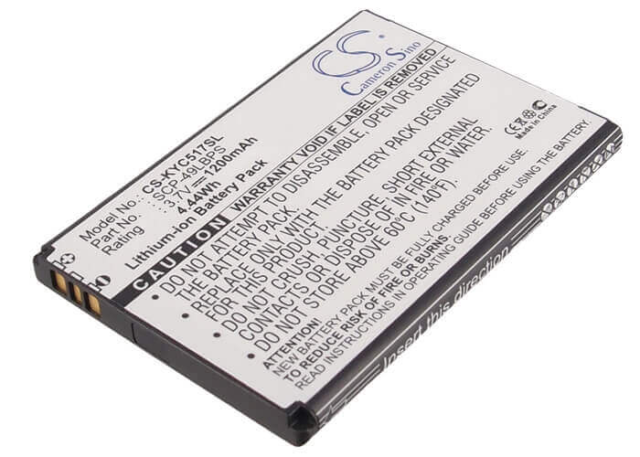 3.7V, Li-ion, 1200mAh, SmartPhone battery fits Boostmobile, Kyocera, Sprint, 5aatxbt052gea, C5170, Hydro, 4.44Wh Mobile, SmartPhone Cameron Sino Technology Limited (Smartphone)