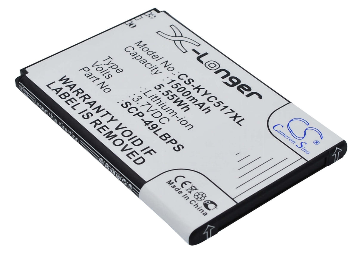 3.7V, Li-ion, 1500mAh, SmartPhone battery fits Kyocera, Scp-49lbps, C5155, C5170, 5.55Wh Mobile, SmartPhone Cameron Sino Technology Limited (Smartphone)