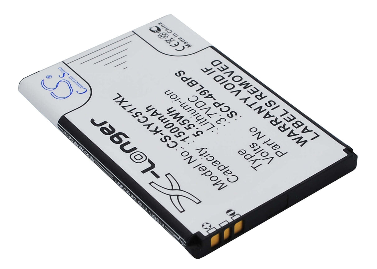 3.7V, Li-ion, 1500mAh, SmartPhone battery fits Kyocera, Scp-49lbps, C5155, C5170, 5.55Wh Mobile, SmartPhone Cameron Sino Technology Limited (Smartphone)