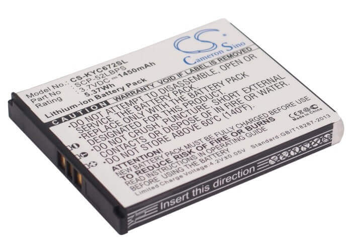 3.7V, Li-ion, 1450mAh, batterie pour smartphone compatible avec Kyocera, 5aaxbt059gea, C6522, C6522n, 5.37Wh Mobile, Smartphone Cameron Sino Technology Limited (Smartphone)