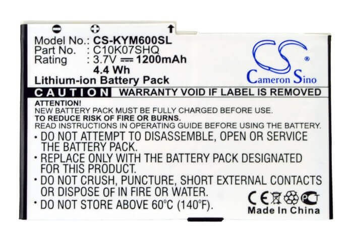 3.7V, Li-ion, 1200mAh, SmartPhone battery fits Kyocera, Sanyo, C10k07shq, M6000, Zio M6000, 4.44Wh Mobile, SmartPhone Cameron Sino Technology Limited (Smartphone)