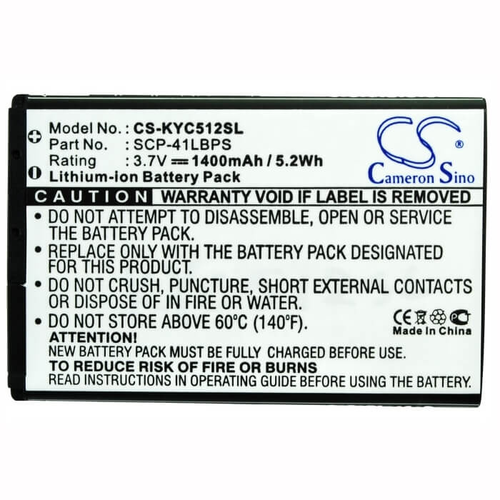 3.7V, Li-ion, 1400mAh, SmartPhone battery fits Sprint, Virgin Mobile, Boostmobile, Kyocera, Scp-41lbps, C5120, Milano, 5.18Wh Mobile, SmartPhone Cameron Sino Technology Limited (Smartphone)