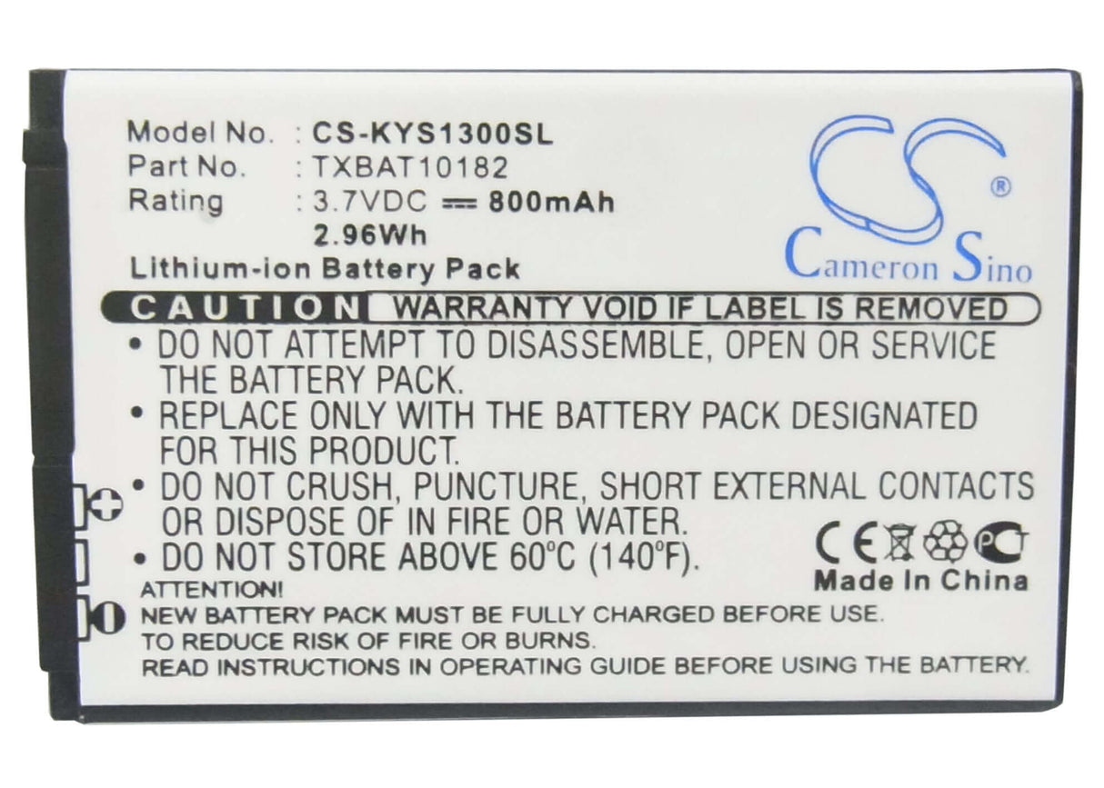 Battery For Kyocera S1300, S1300 Melo, Domino S1310 3.7v, 800mah - 2.96wh Batteries for Electronics Cameron Sino Technology Limited (Suspended)