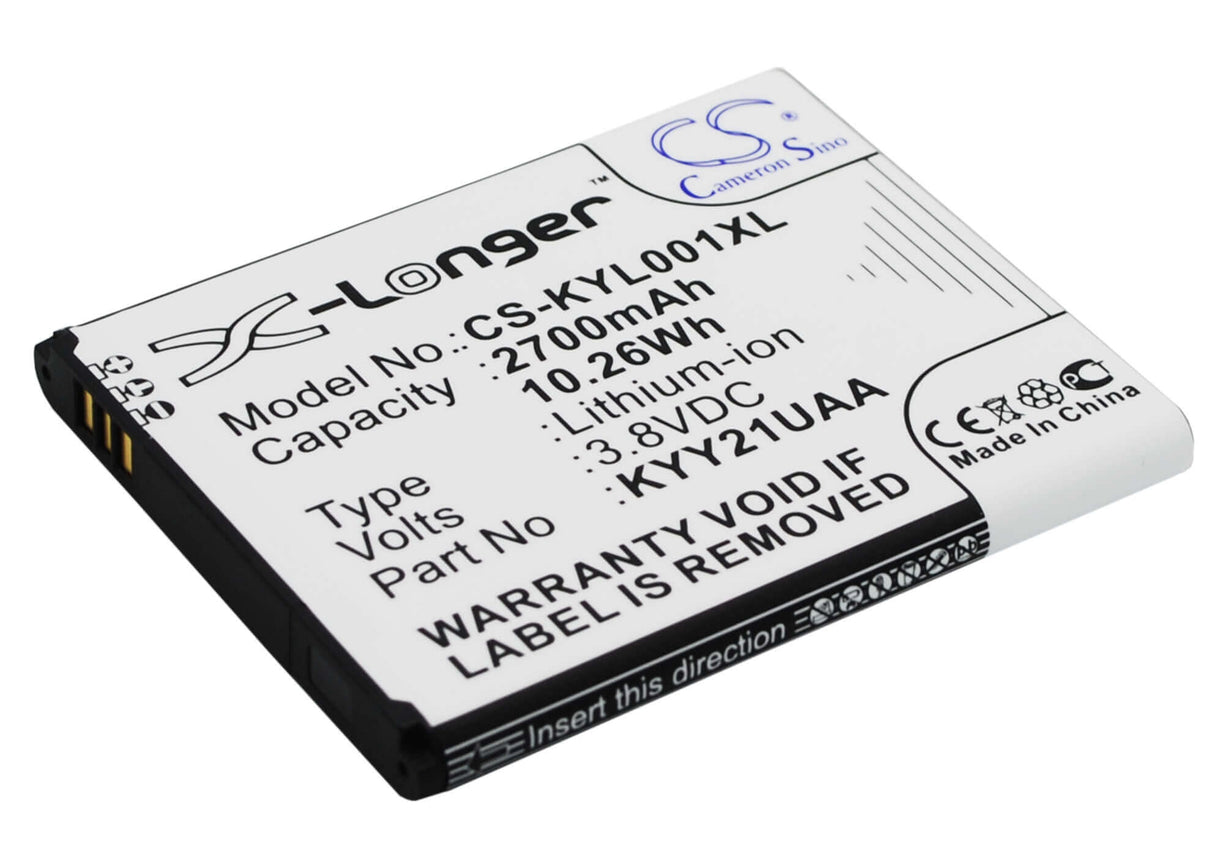 3.8V, Li-ion, 2700mAh, SmartPhone battery fits Kyocera, Kyy21uaa, Urbano L01, 10.26Wh Mobile, SmartPhone Cameron Sino Technology Limited (Suspended)