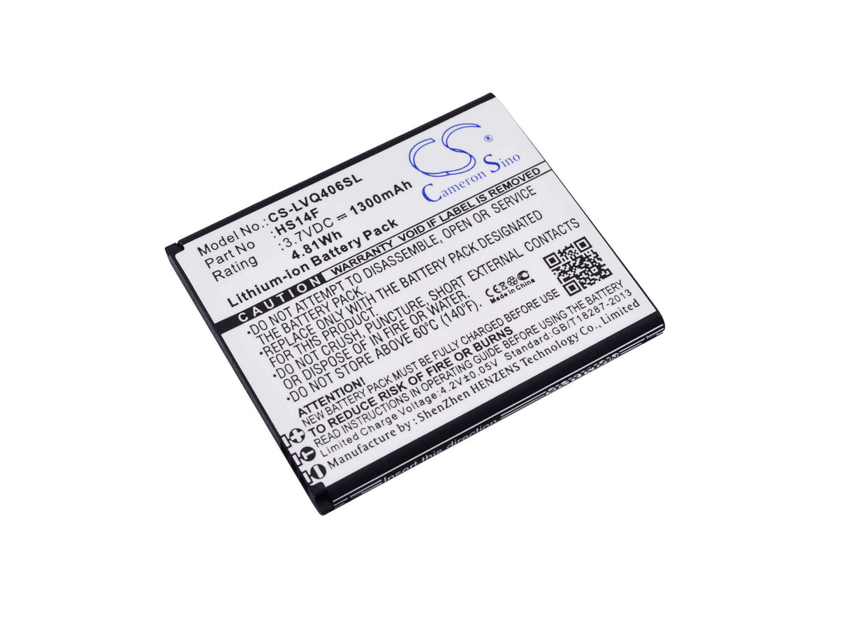 3.7V, Li-ion, 1300mAh, SmartPhone battery fits Lava, Hs14f, Iris 352e, Iris 402e, 4.81Wh Mobile, SmartPhone Cameron Sino Technology Limited (Suspended)
