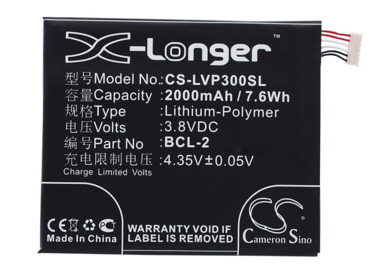 3.8V, Li-Polymer, 2000mAh, SmartPhone battery fits Lava, Bcl-2, Iris Pro 30, 7.6Wh Mobile, SmartPhone Cameron Sino Technology Limited (Suspended)