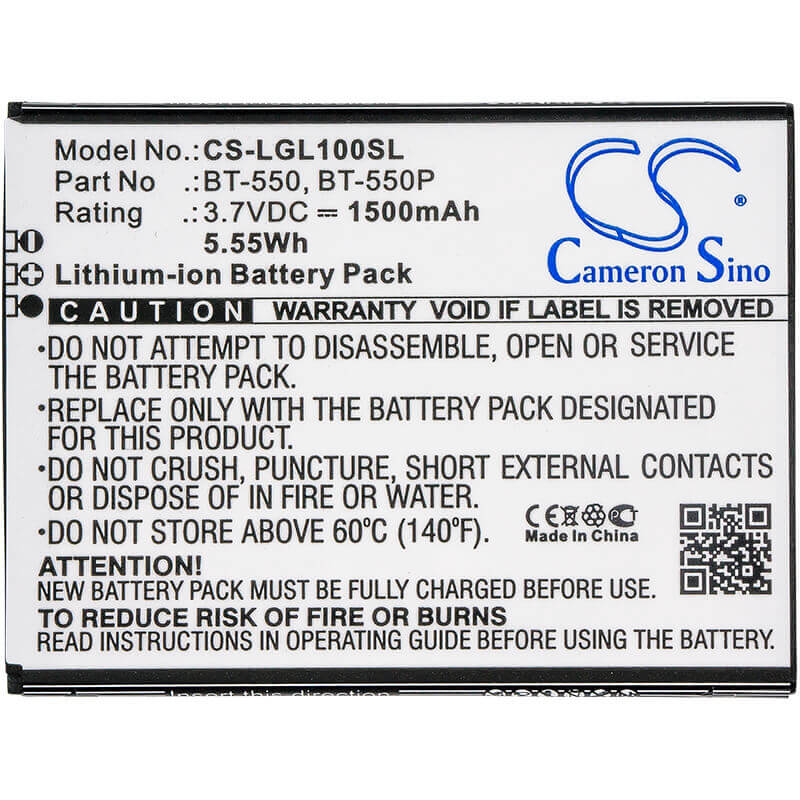 3.7V, Li-ion, 1500mAh, SmartPhone battery fits Leagoo, Bt-550, Lead 1, 5.55Wh Mobile, SmartPhone Cameron Sino Technology Limited (Suspended)