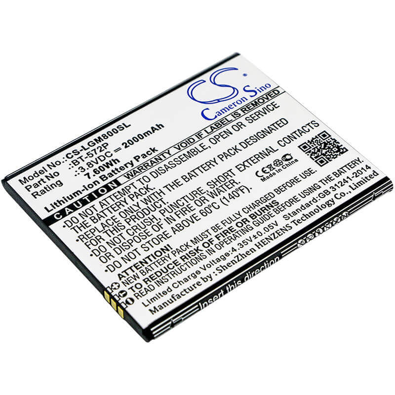3.8V, Li-ion, 2000mAh, SmartPhone battery fits Leagoo, Bt-572p, M5 Max, M8, 7.6Wh Mobile, SmartPhone Cameron Sino Technology Limited (Smartphone)