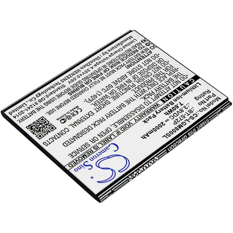 3.8V, Li-ion, 2000mAh, SmartPhone battery fits Leagoo, Bt-572p, M5 Max, M8, 7.6Wh Mobile, SmartPhone Cameron Sino Technology Limited (Smartphone)