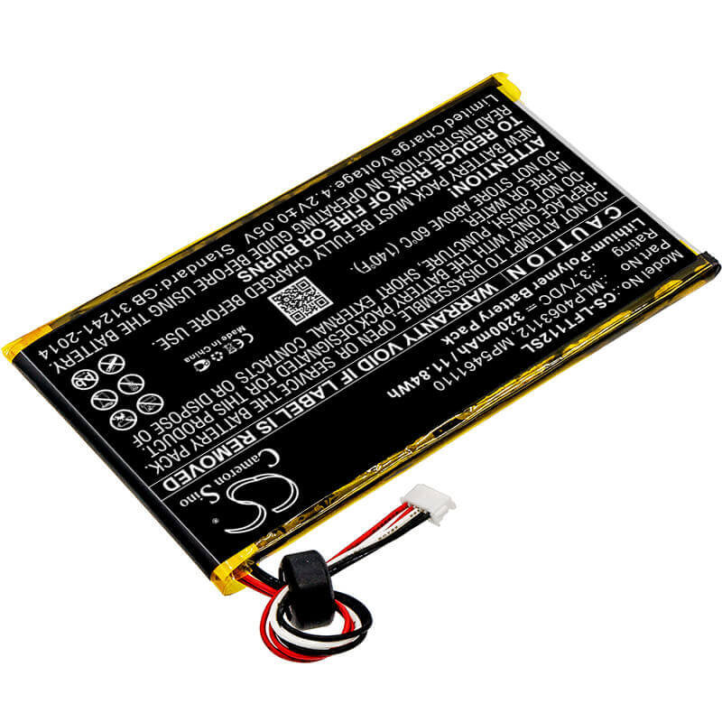 3.7V, Li-Polymer, 3200mAh, Tablet battery fits Leapfrog, 800-10067, Leappad 31565, Leappad Platinum Kids Learning, 11.84Wh Tablet Cameron Sino Technology Limited