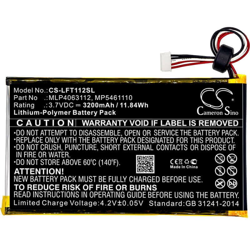 3.7V, Li-Polymer, 3200mAh, Tablet battery fits Leapfrog, 800-10067, Leappad 31565, Leappad Platinum Kids Learning, 11.84Wh Tablet Cameron Sino Technology Limited