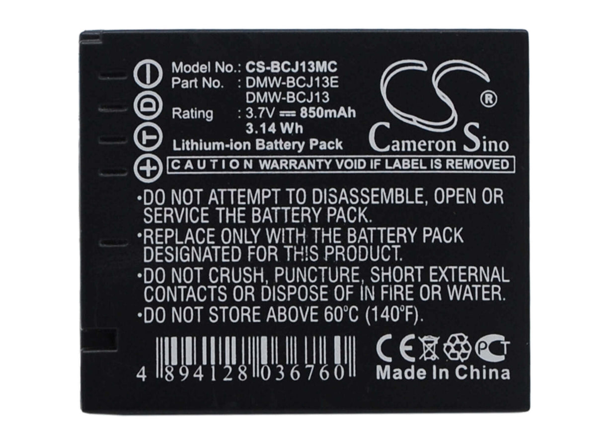 Camera Battery For Panasonic & Leica DMW-BCJ13, D-lux5e, D-lux6, V-lux 3.7v, 850mah - 3.15wh Camera Cameron Sino Technology Limited (Camera)