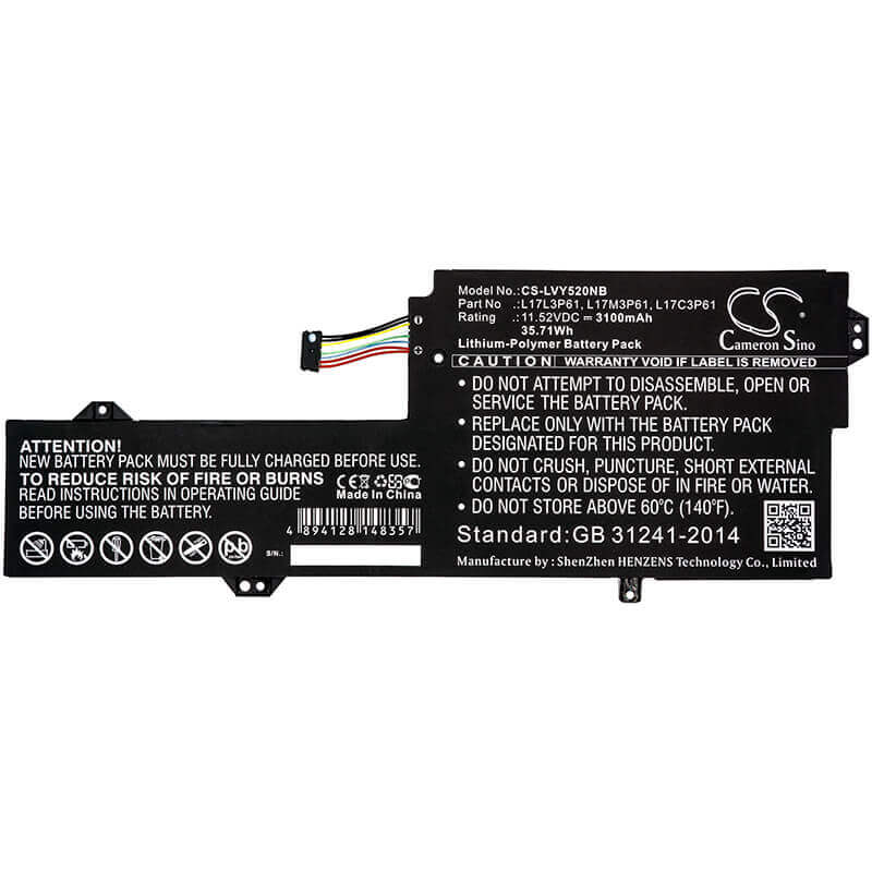 Batterie d'ordinateur portable pour Lenovo, 7000-13, Chao7000-13, Ideapad 320s-13ikb 11.52v, 3100mah - 35.71wh Ordinateur portable, Cameron Sino Technology Limited