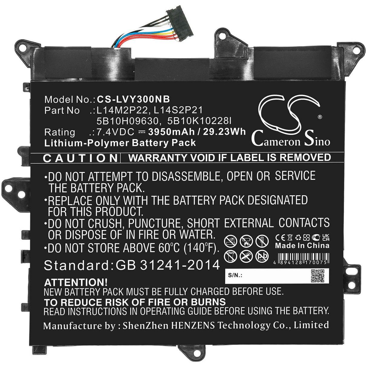 Battery For Lenovo, 80lx, 80lx001kus, 80lxx005us 7.4v, 3950mah - 29.23wh Notebook, Laptop Cameron Sino Technology Limited