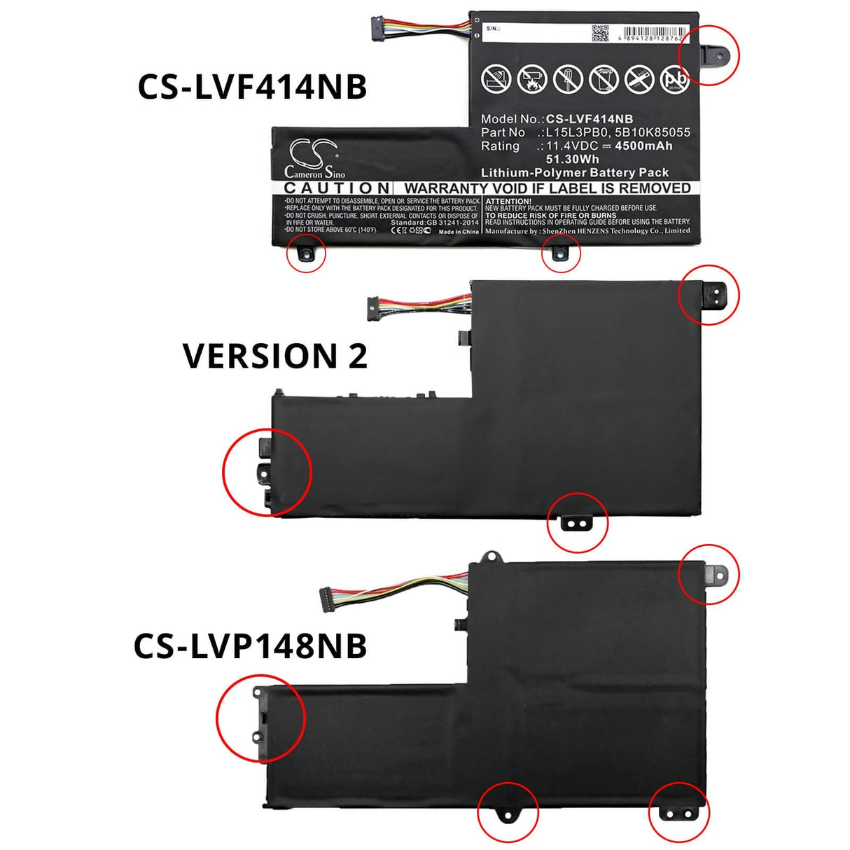 Battery For Lenovo, 80sa0002us, Flex 4 1470, Flex 4 1480 11.4v, 4500mah - 51.30wh Notebook, Laptop Cameron Sino Technology Limited