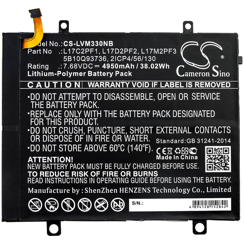 Batterie pour Lenovo, 80xf00dfin, Miix 330 7.68v, 4950mah - 38.02wh Notebook, Laptop Cameron Sino Technology Limited (Suspendu)