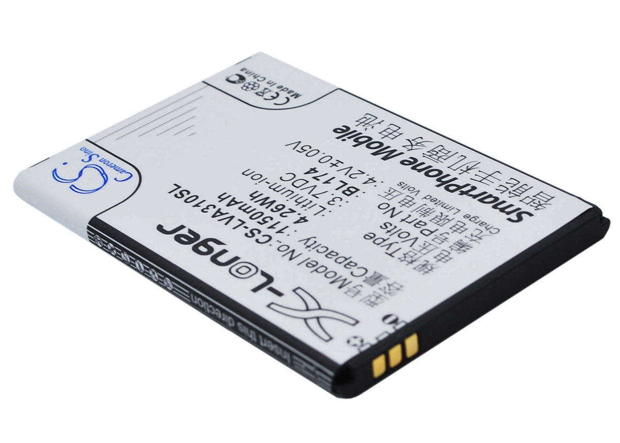3.7V, Li-ion, 1150mAh, batterie de smartphone compatible avec Lenovo, Bl174, A30t, 4.26Wh Mobile, Smartphone Cameron Sino Technology Limited (Smartphone)