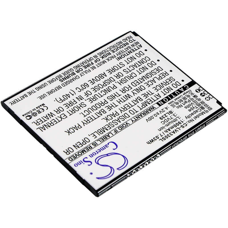 3.7V, Li-ion, 1900mAh, SmartPhone battery fits Lenovo, Bl239, A330e, A3500, 7.03Wh Mobile, SmartPhone Cameron Sino Technology Limited (Smartphone)