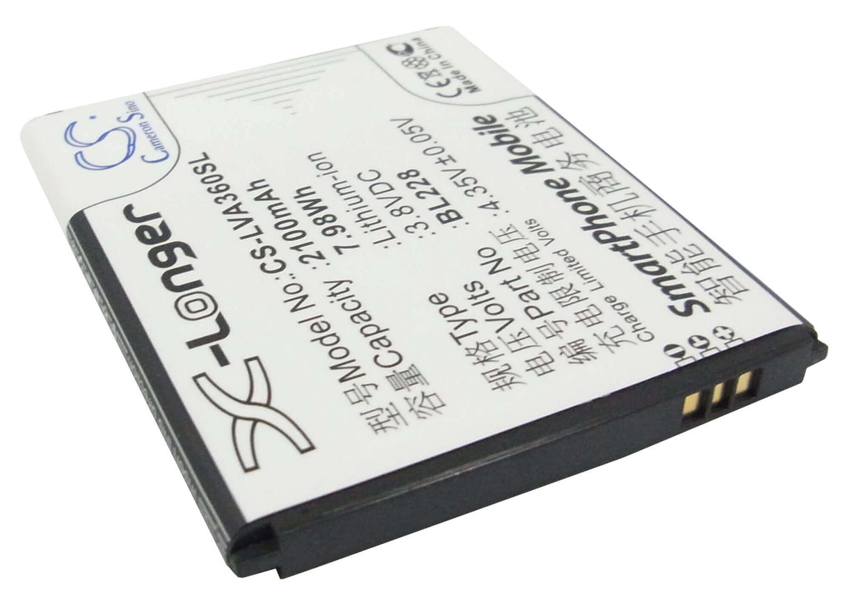 3.8V, Li-ion, 2100mAh, SmartPhone battery fits Lenovo, Bl228, A360t, 7.98Wh Mobile, SmartPhone Cameron Sino Technology Limited (Smartphone)