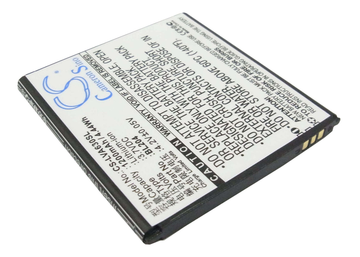 3,7V, Li-ion, 1200mAh, batterie de smartphone compatible Lenovo, Bl204, A586, A630t, 4,44Wh Mobile, Smartphone Cameron Sino Technology Limited (Smartphone)
