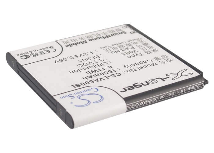 3,7V, Li-ion, 1650mAh, Batterie de smartphone compatible avec Lenovo, Bl201, A60+, 6,11Wh Mobile, Smartphone Cameron Sino Technology Limited (Smartphone)