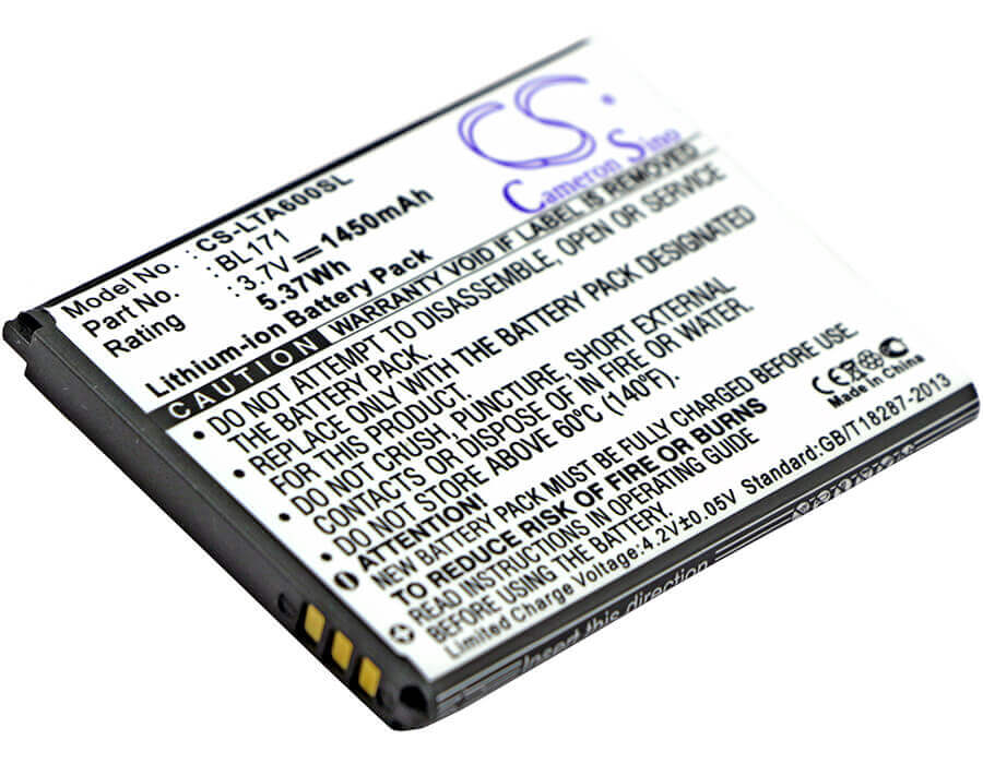 3.7V, Li-ion, 1450mAh, SmartPhone battery fits Lenovo, Bl171, A356, A368, 5.37Wh Mobile, SmartPhone Cameron Sino Technology Limited (Smartphone)