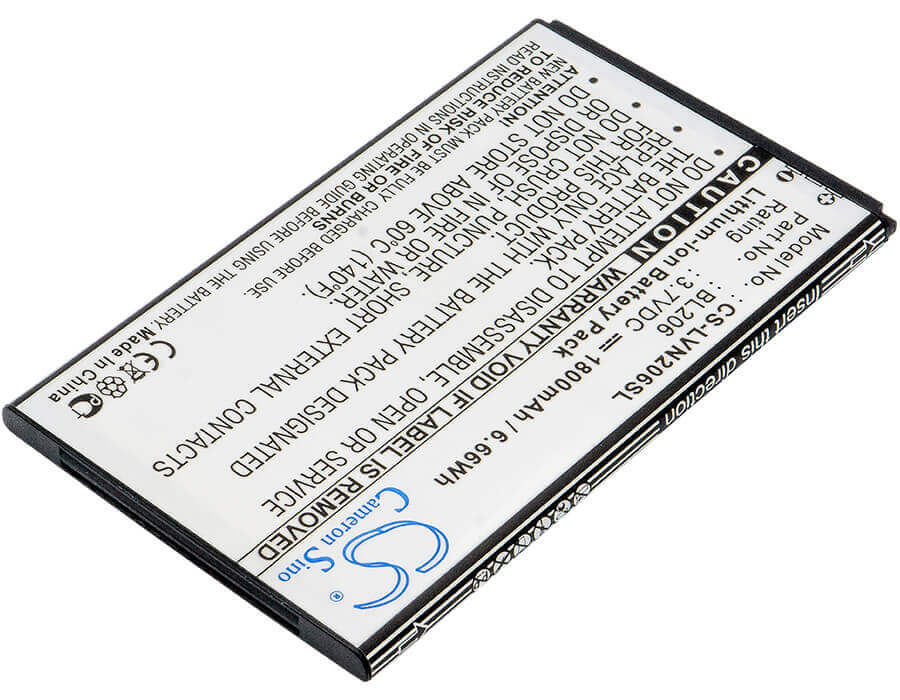 3.7V, Li-ion, 1800mAh, SmartPhone battery fits Lenovo, Bl206, A600e, A630, 6.66Wh Mobile, SmartPhone Cameron Sino Technology Limited (Suspended)