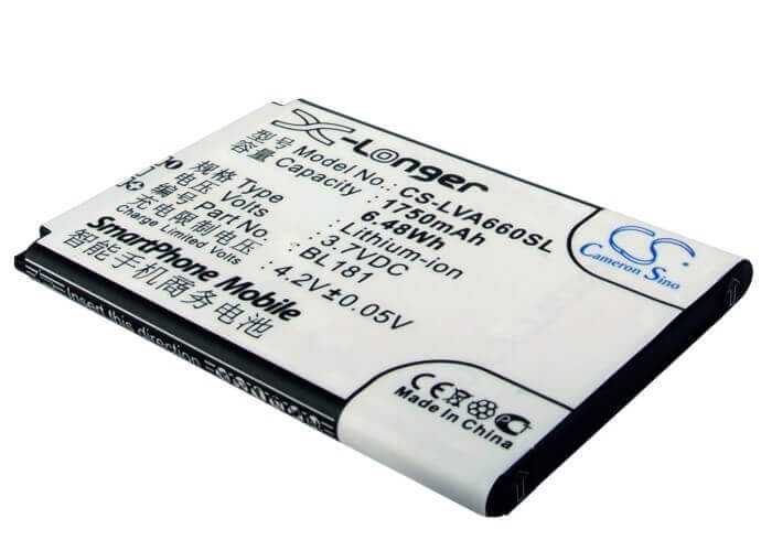 3.7V, Li-ion, 1750mAh, SmartPhone battery fits Lenovo, Bl181, A66t, 6.48Wh Mobile, SmartPhone Cameron Sino Technology Limited (Smartphone)