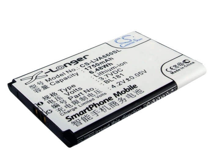 3.7V, Li-ion, 1750mAh, SmartPhone battery fits Lenovo, Bl181, A66t, 6.48Wh Mobile, SmartPhone Cameron Sino Technology Limited (Smartphone)