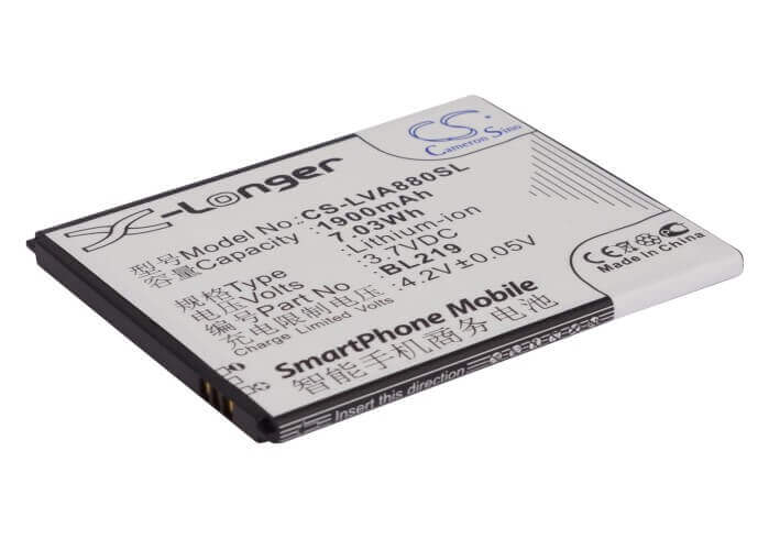 3.7V, Li-ion, 1900mAh, SmartPhone battery fits Lenovo, Bl219, A388t, A880, 7.03Wh Mobile, SmartPhone Cameron Sino Technology Limited (Smartphone)