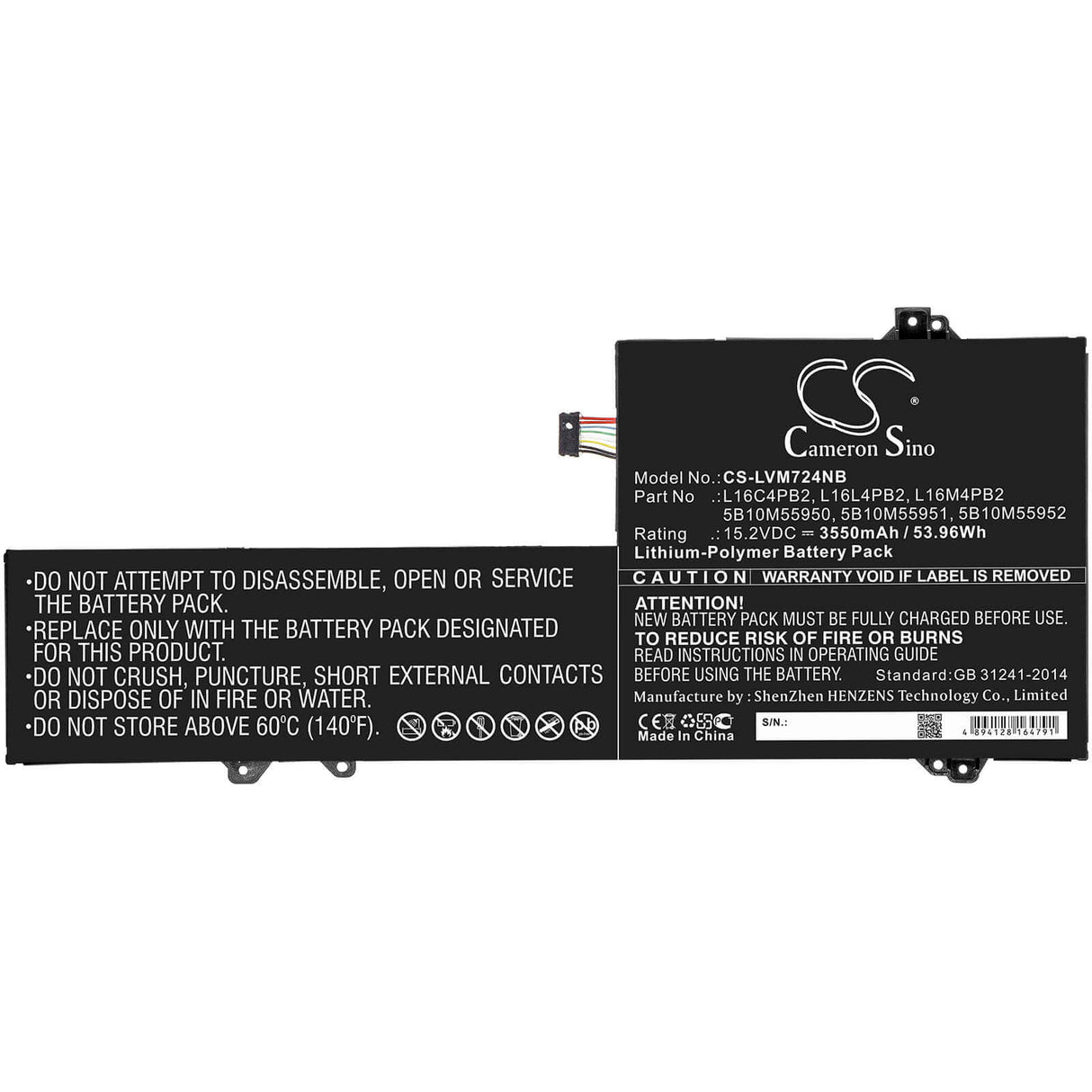 Battery For Lenovo, Air 14 Pro, Ideapad 720s-14, Ideapad 720s-14ikb 15.2v, 3550mah - 53.96wh Notebook, Laptop Cameron Sino Technology Limited