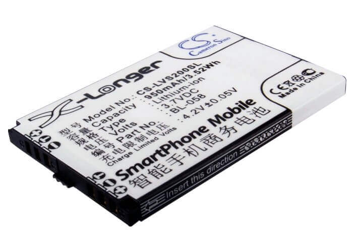 3.7V, Li-ion, 950mAh, SmartPhone battery fits Lenovo, Bl-058, A307, A320, 3.52Wh Mobile, SmartPhone Cameron Sino Technology Limited (Suspended)