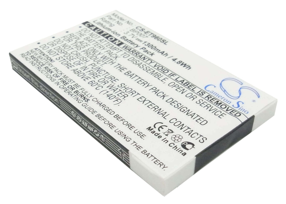 3.7V, Li-Polymer, 1300mAh, SmartPhone battery fits Lenovo, Bp07, Et960, 4.81Wh Mobile, SmartPhone Cameron Sino Technology Limited (Smartphone)