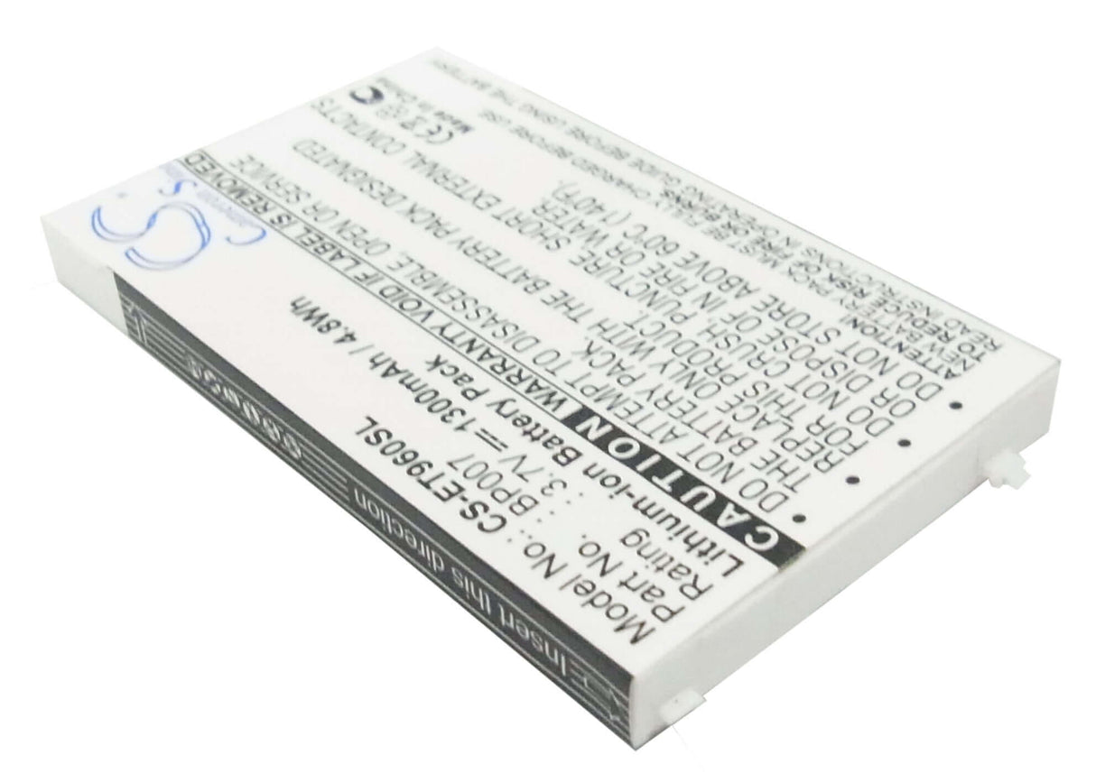 3.7V, Li-Polymer, 1300mAh, SmartPhone battery fits Lenovo, Bp07, Et960, 4.81Wh Mobile, SmartPhone Cameron Sino Technology Limited (Smartphone)