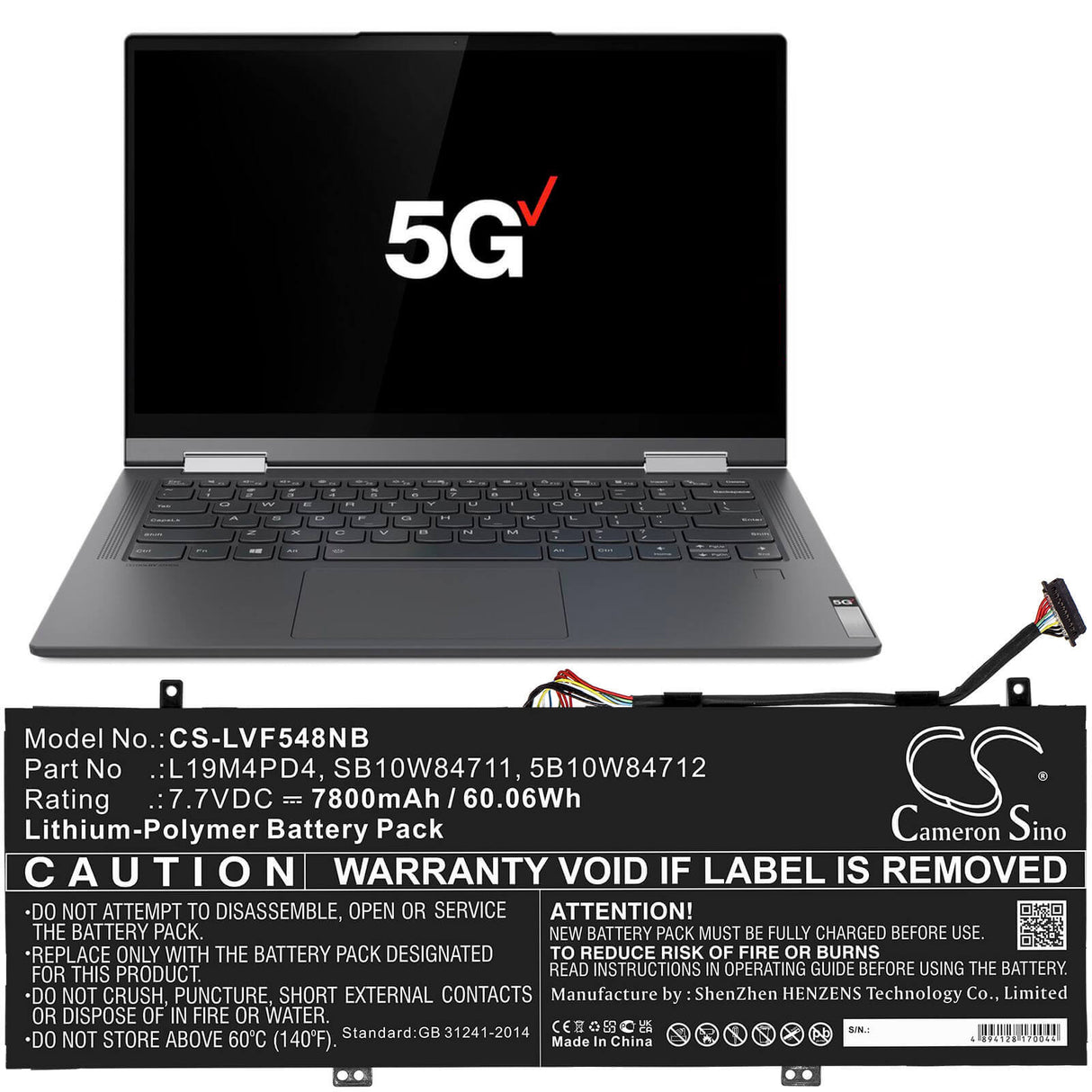 Battery For Lenovo, Flex 5g, Flex 5g-14q8cx05(81xe/82ak) 7.7v, 7800mah - 60.06wh Notebook, Laptop Cameron Sino Technology Limited
