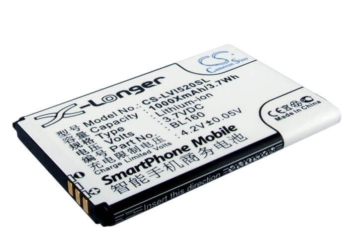 3.7V, Li-ion, 1000mAh, SmartPhone battery fits Lenovo, Bl160, I200, I520, 3.7Wh Mobile, SmartPhone Cameron Sino Technology Limited (Smartphone)