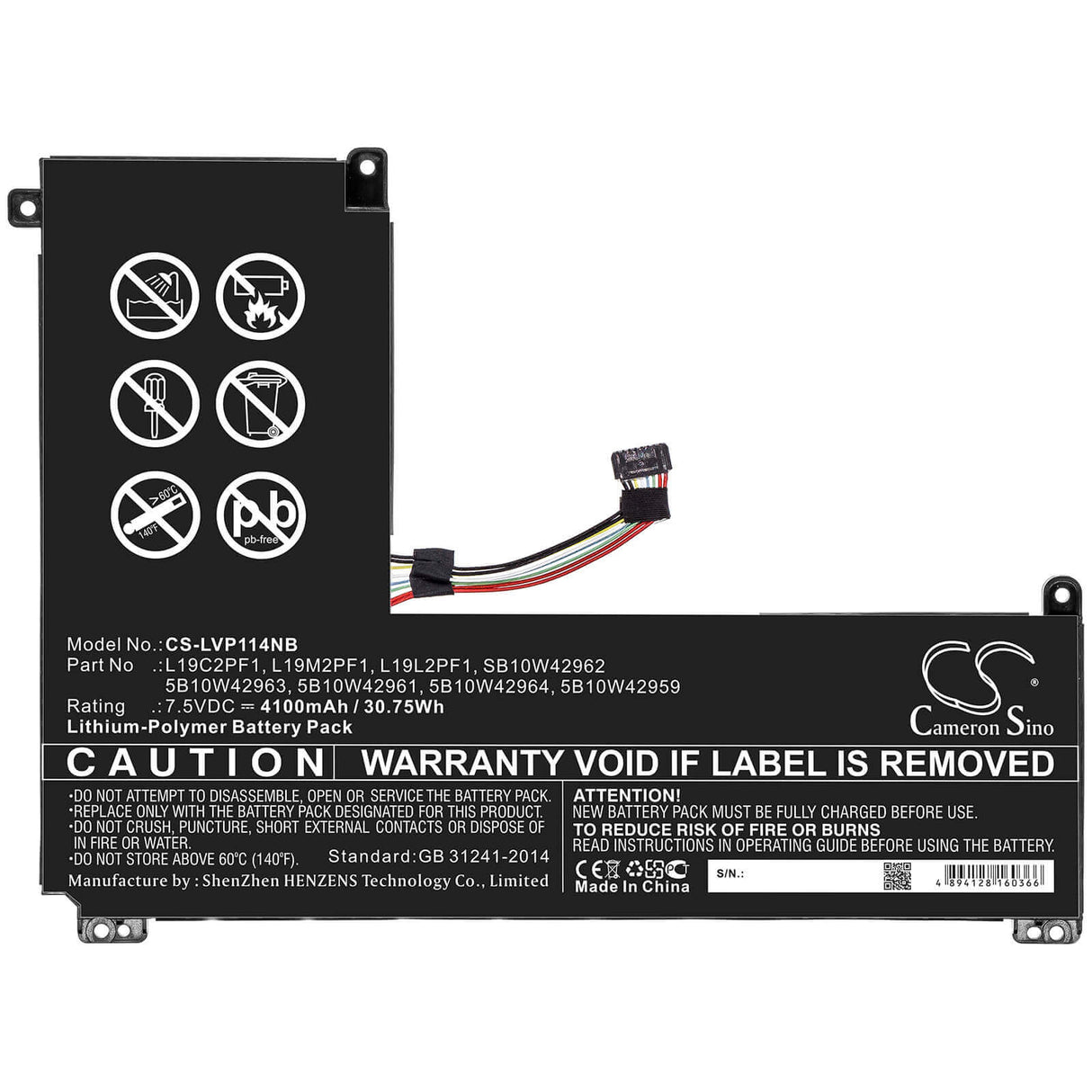 Battery For Lenovo, Ideapad 1-11igl05, Ideapad 1-14igl05 7.5v, 4200mah - 31.50wh Notebook, Laptop Cameron Sino Technology Limited