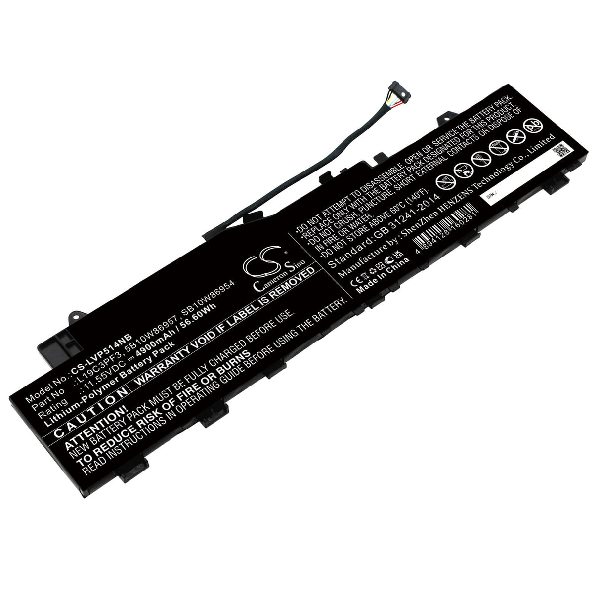 Battery For Lenovo, Ideapad 5 14, Ideapad 5 14are, Ideapad Slim5-14iil 11.55v, 4900mah - 56.60wh Notebook, Laptop Cameron Sino Technology Limited