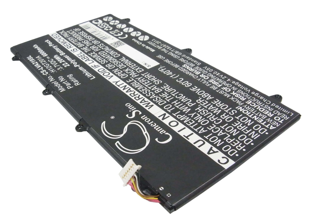 3.7V, Li-Polymer, 6000mAh, Tablet battery fits Lenovo, H12gt201a, A2109a-f, Ideapad A2109, 22.20Wh Tablet Cameron Sino Technology Limited