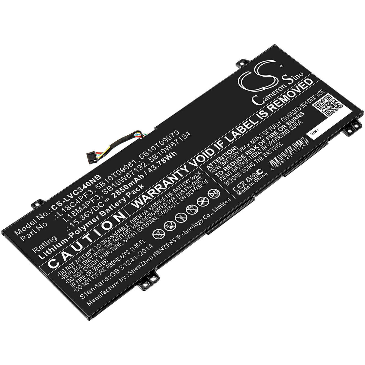 Battery For Lenovo, Ideapad C340-14api, Ideapad C340-14api 81n6004uge, Ideapad C340-14iwl 15.36v, 2850mah - 43.78wh Notebook, Laptop Cameron Sino Technology Limited