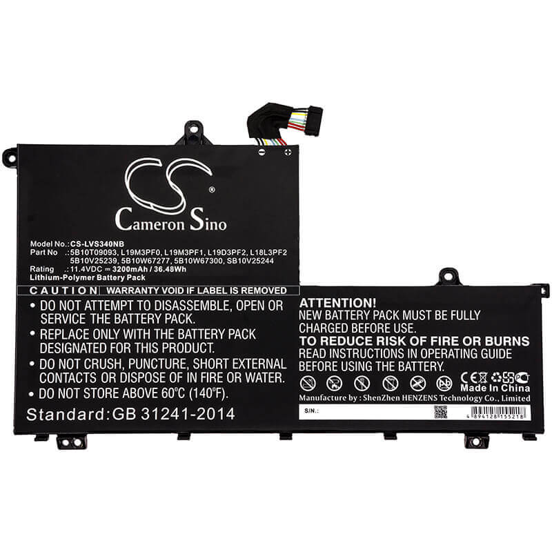 Batterie pour Lenovo, Ideapad S340, Ideapad S340-15iwl Touch 11.4v, 3200mah - 36.48wh Notebook, Laptop Cameron Sino Technology Limited