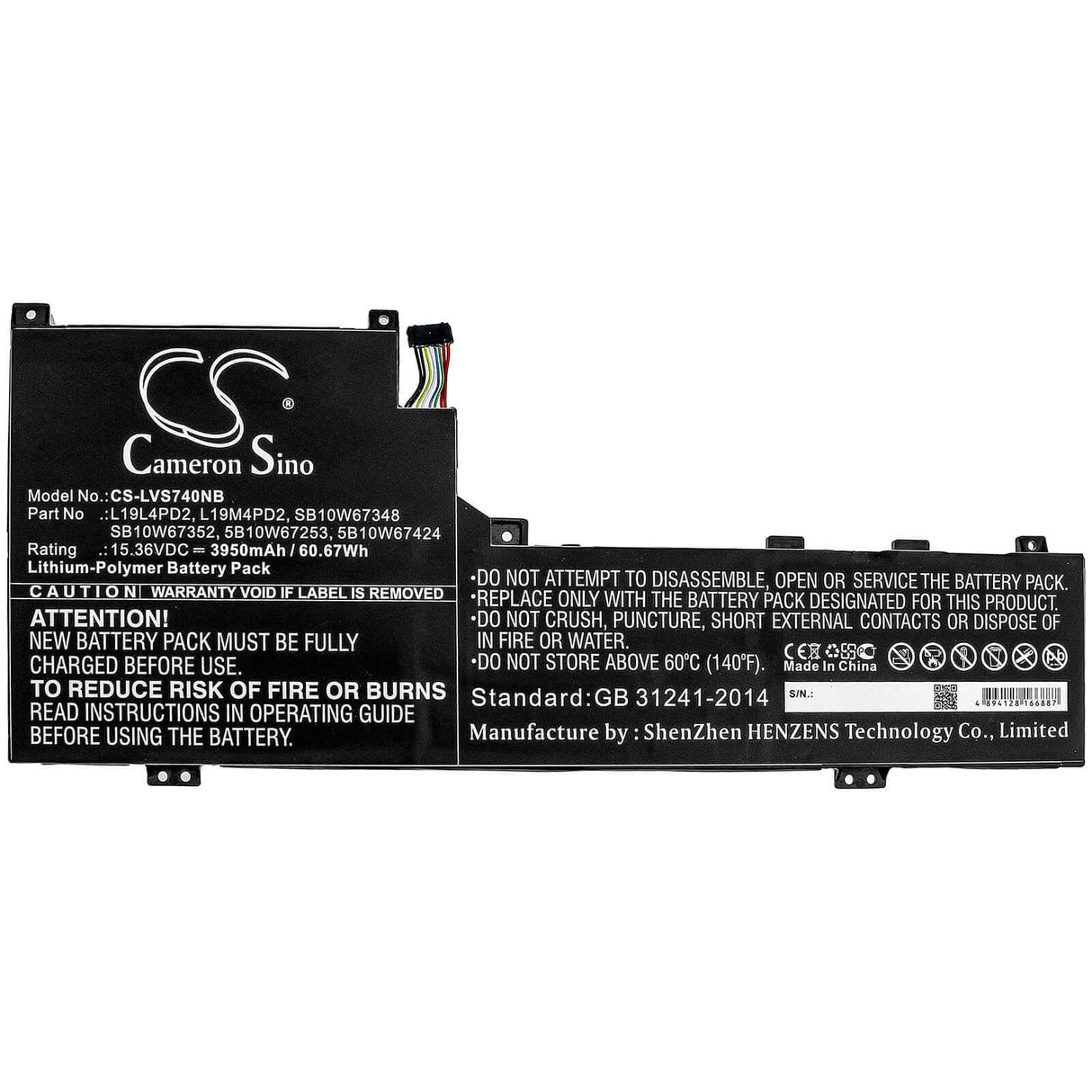 Battery For Lenovo, Ideapad S740-14iil, Ideapad S740-14iil-81rt, Yoga S740 14 15.36v, 3950mah - 60.67wh Notebook, Laptop Cameron Sino Technology Limited