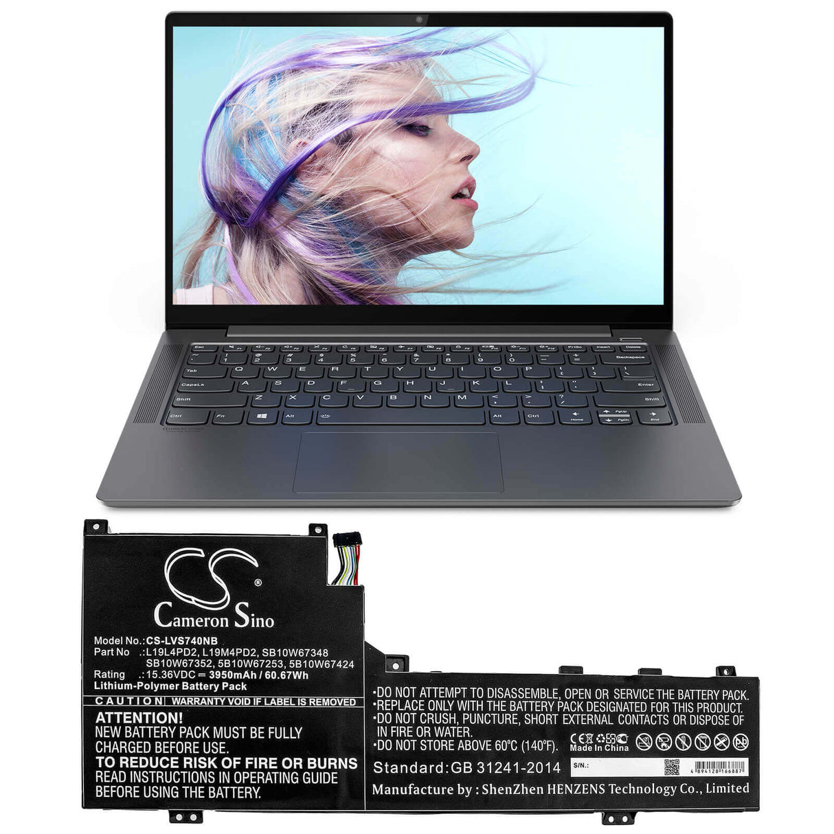 Battery For Lenovo, Ideapad S740-14iil, Ideapad S740-14iil-81rt, Yoga S740 14 15.36v, 3950mah - 60.67wh Notebook, Laptop Cameron Sino Technology Limited