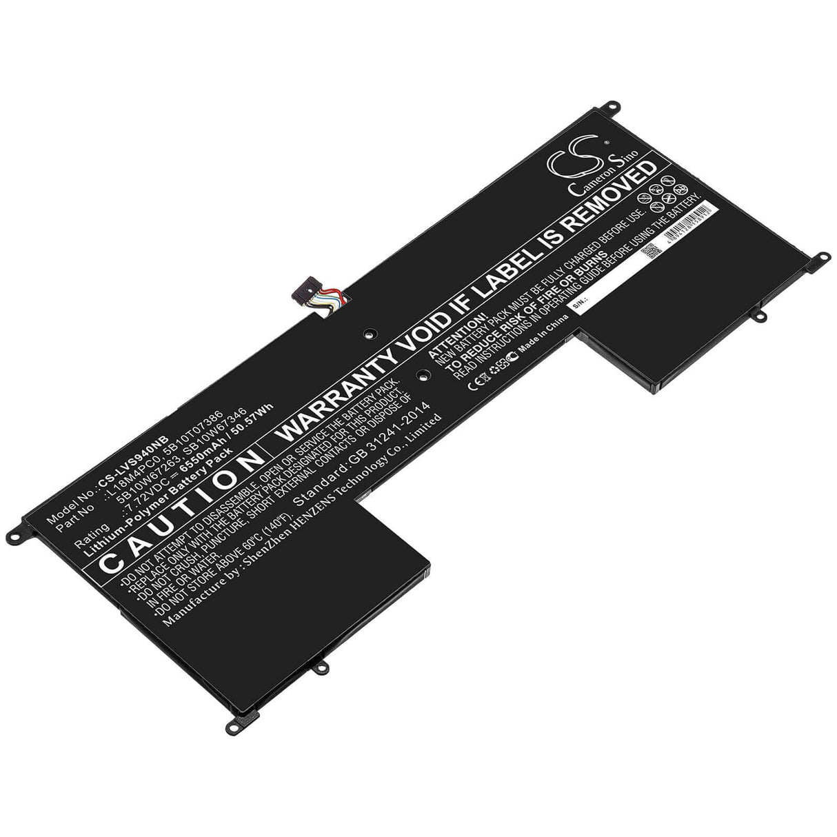 Battery For Lenovo, Ideapad S940-14iwl, Yoga S940 14, Yoga S940 81q7 7.72v, 6550mah - 50.57wh Notebook, Laptop Cameron Sino Technology Limited