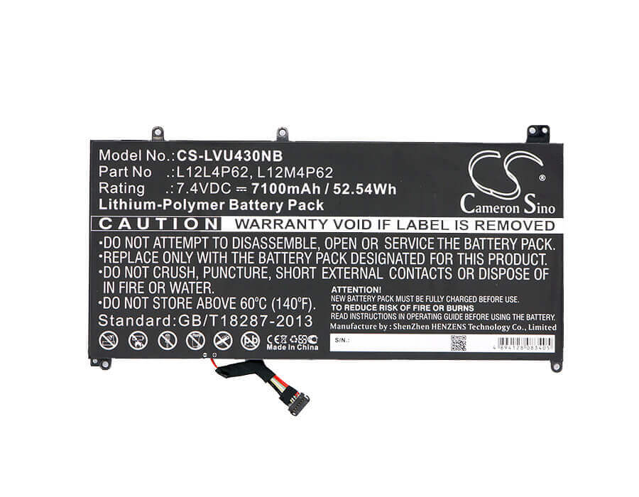Battery For Lenovo, Ideapad U330t, Ideapad U430, Ideapad U430 Touch-5937 7.4v, 7100mah - 52.54wh Notebook, Laptop Cameron Sino Technology Limited